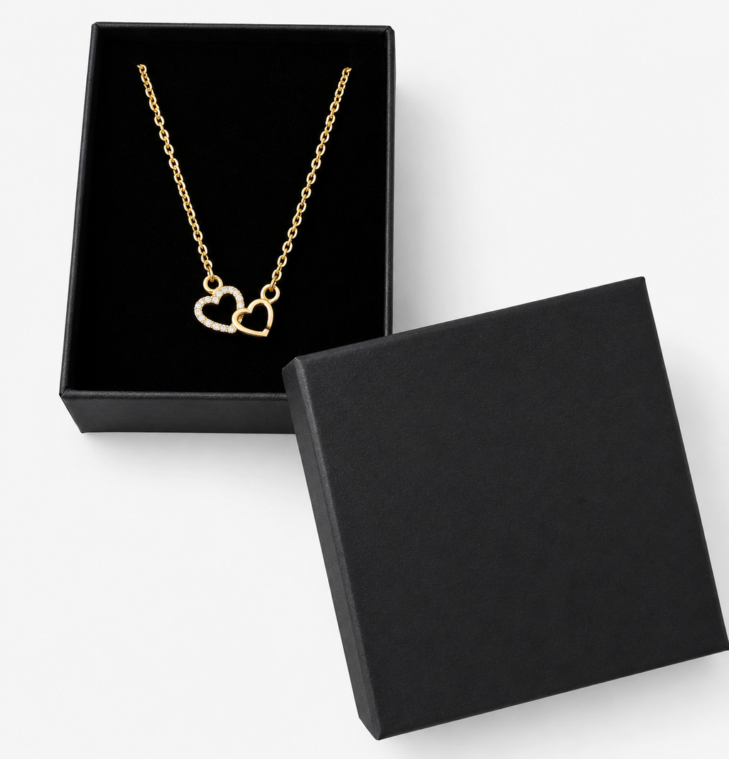 Gold-Colour Double Heart Necklace