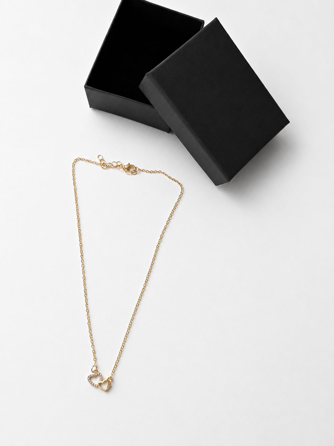 Gold-Colour Double Heart Necklace