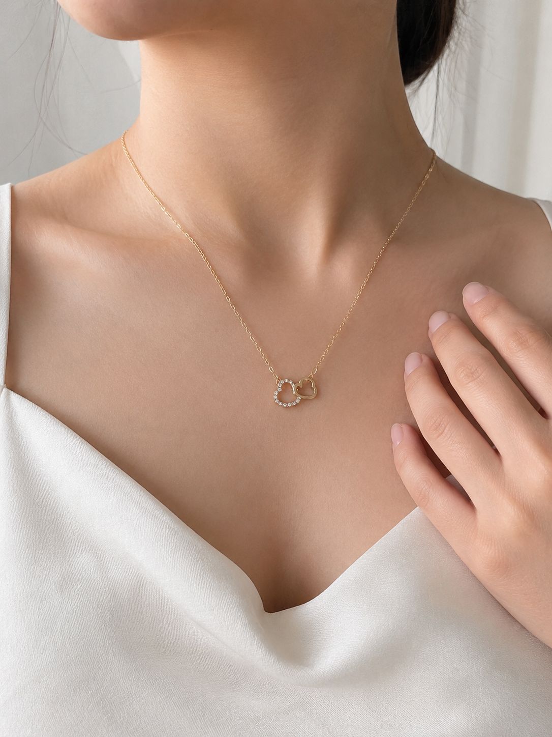 Gold-Colour Double Heart Necklace